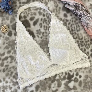 Lace Halter Bralette - White